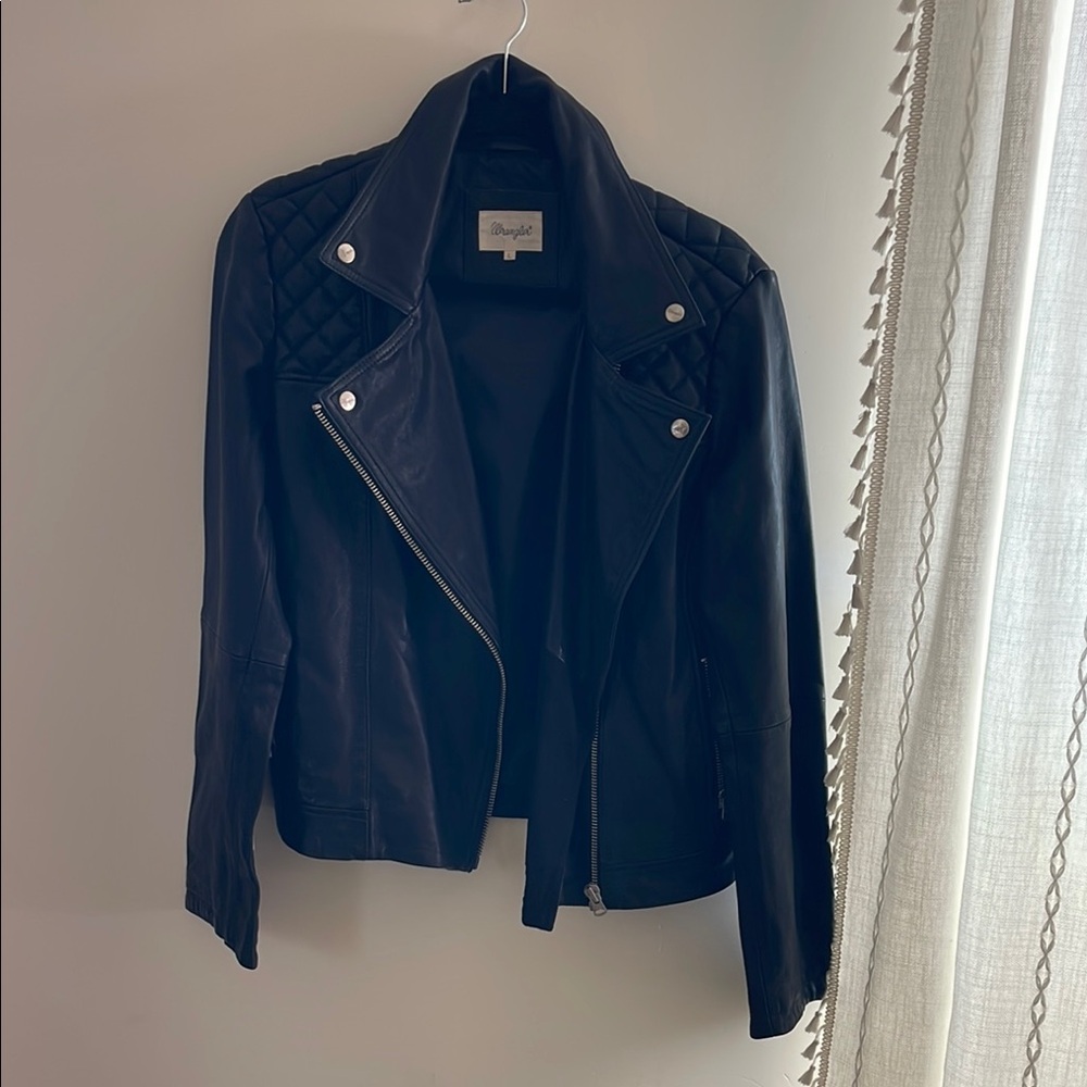 Wrangler Black Quilted Leather Jacket